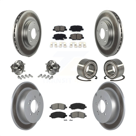 Front Rear Wheel Hub Bearings Assembly Coated Disc Brake Rotors And Semi-Metallic Pads Kit (10Pc) For 2013 Mitsubishi Outlander AWD with 3.0L Without 7 Passenger Seating KBB-108117 by Transit Auto