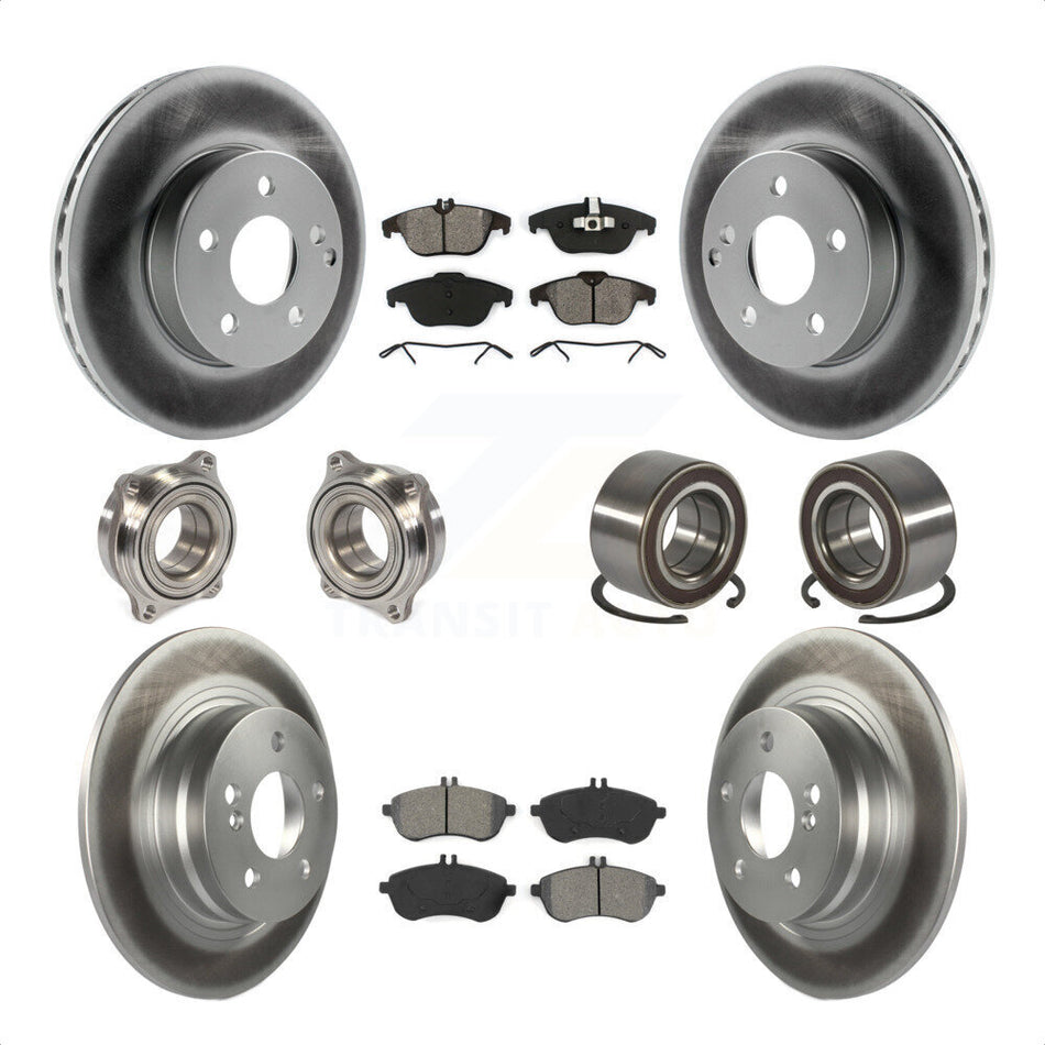 Front Rear Wheel Hub Bearings Assembly Coated Disc Brake Rotors And Semi-Metallic Pads Kit (10Pc) For Mercedes-Benz C300 KBB-108150 by Transit Auto