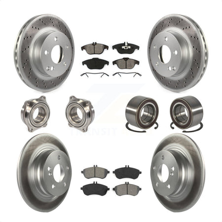 Front Rear Wheel Hub Bearings Assembly Coated Disc Brake Rotors And Semi-Metallic Pads Kit (10Pc) For Mercedes-Benz C300 KBB-108151 by Transit Auto