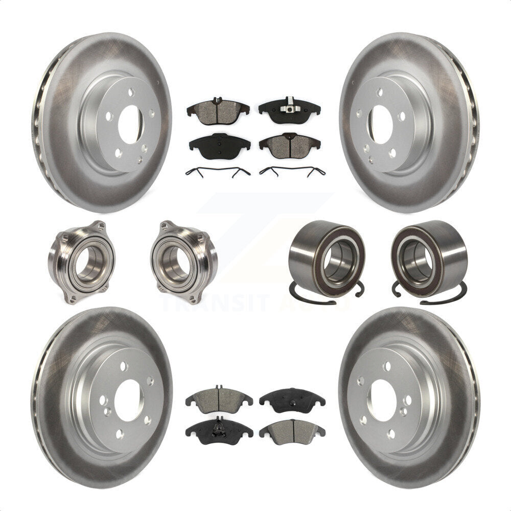 Front Rear Wheel Hub Bearings Assembly Coated Disc Brake Rotors And Semi-Metallic Pads Kit (10Pc) For Mercedes-Benz C300 C350 KBB-108153 by Transit Auto