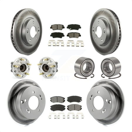 Front Rear Wheel Hub Bearings Assembly Coated Disc Brake Rotors And Semi-Metallic Pads Kit (10Pc) For 2010 Hyundai Sonata 2.4L KBB-108169 by Transit Auto