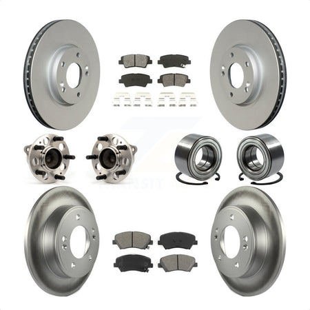 Front Rear Wheel Hub Bearings Assembly Coated Disc Brake Rotors And Semi-Metallic Pads Kit (10Pc) For 2015 Hyundai Veloster Tech RE FLEX SE KBB-108210 by Transit Auto