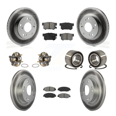 Front Rear Wheel Hub Bearings Assembly Coated Disc Brake Rotors And Semi-Metallic Pads Kit (10Pc) For Honda Civic KBB-108223 by Transit Auto