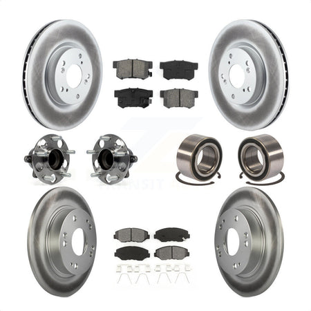 Front Rear Wheel Hub Bearings Assembly Coated Disc Brake Rotors And Semi-Metallic Pads Kit (10Pc) For 2013-2015 Acura ILX 2.4L KBB-108227 by Transit Auto