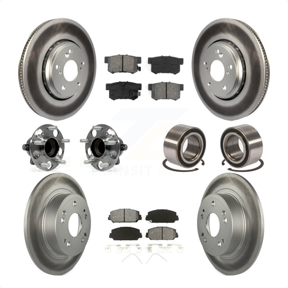 Front Rear Wheel Hub Bearings Assembly Coated Disc Brake Rotors And Semi-Metallic Pads Kit (10Pc) For 2017-2018 Acura ILX KBB-108231 by Transit Auto