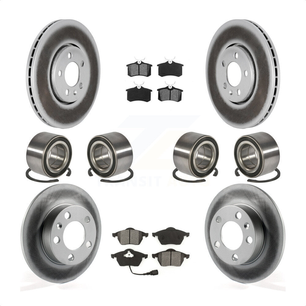 Front Rear Wheel Bearings Coated Disc Brake Rotors And Semi-Metallic Pads Kit (10Pc) For 2004 Volkswagen Golf 2.8L 1.8L KBB-108253 by Transit Auto