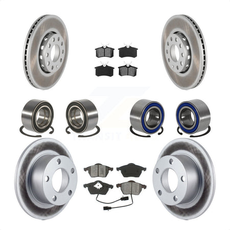Front Rear Wheel Bearings Coated Disc Brake Rotors And Semi-Metallic Pads Kit (10Pc) For 2000 Volkswagen Passat 1.8L with Turbocharged KBB-108260 by Transit Auto