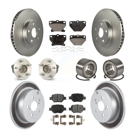 Front Rear Wheel Hub Bearings Assembly Coated Disc Brake Rotors And Ceramic Pads Kit (10Pc) For Toyota Celica KBB-108409 by Transit Auto