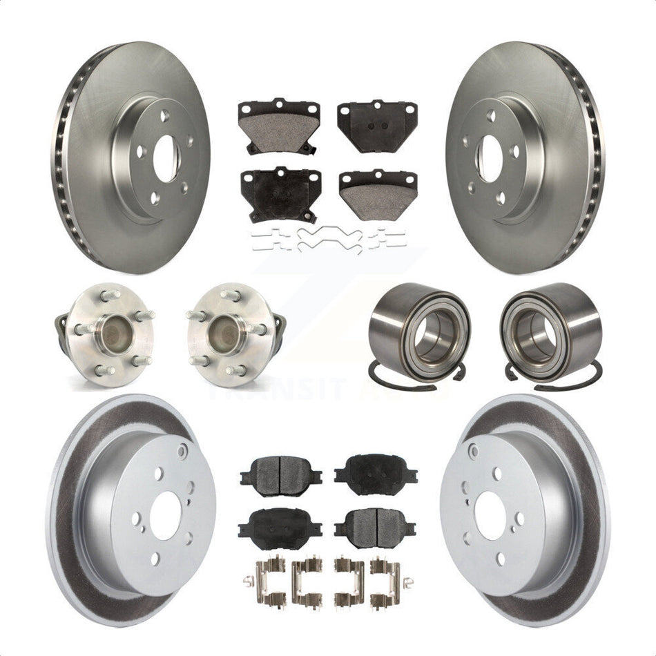 Front Rear Wheel Hub Bearings Assembly Coated Disc Brake Rotors And Ceramic Pads Kit (10Pc) For Toyota Celica KBB-108409 by Transit Auto