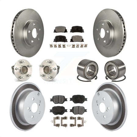 Front Rear Wheel Hub Bearings Assembly Coated Disc Brake Rotors And Ceramic Pads Kit (10Pc) For 2005-2010 Scion tC KBB-108410 by Transit Auto
