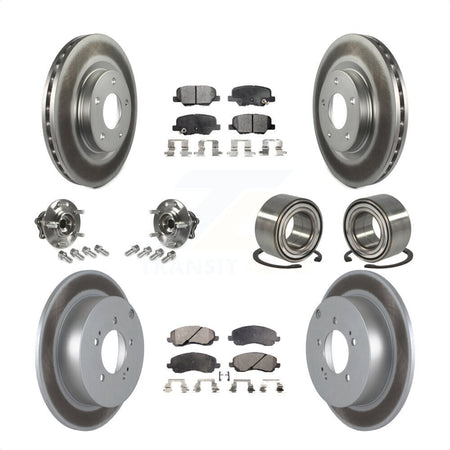 Front Rear Wheel Hub Bearings Assembly Coated Disc Brake Rotors And Ceramic Pads Kit (10Pc) For 2013 Mitsubishi Outlander AWD with 3.0L Without 7 Passenger Seating KBB-108460 by Transit Auto