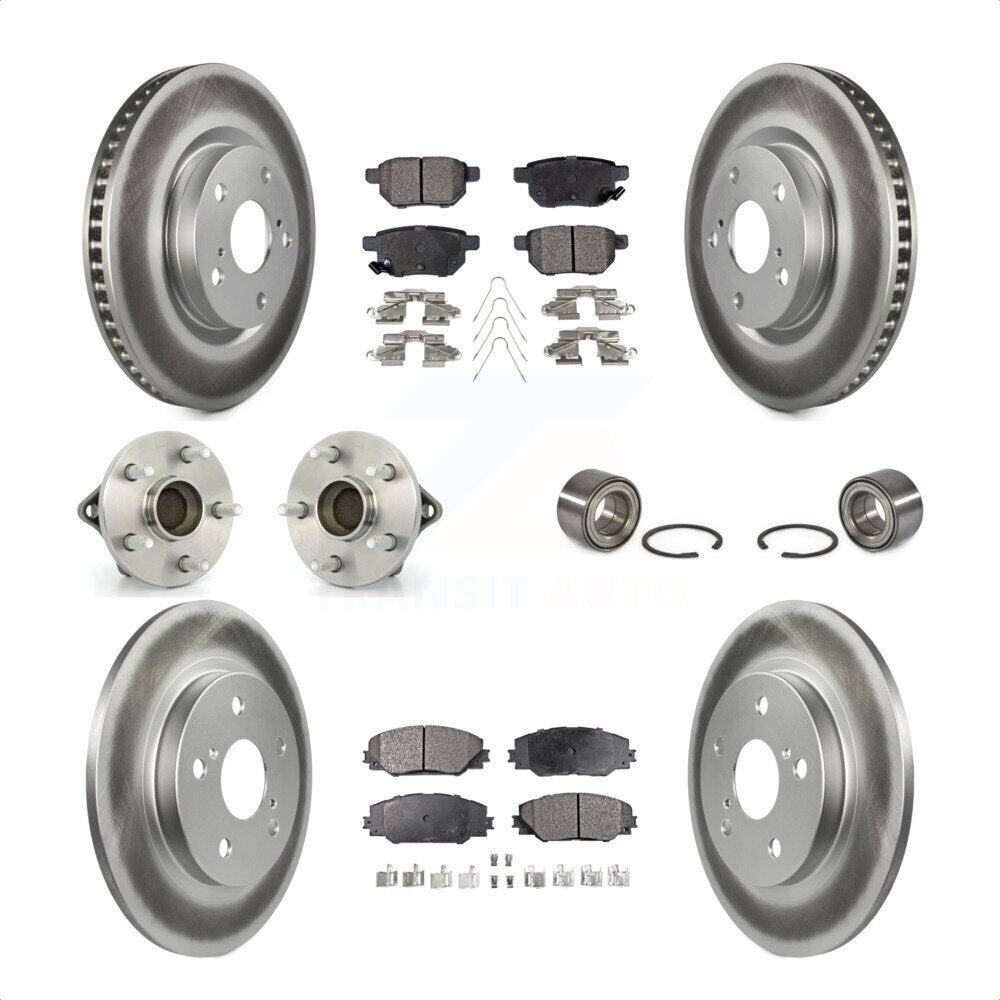 Front Rear Wheel Hub Bearings Assembly Coated Disc Brake Rotors And Ceramic Pads Kit (10Pc) For 2017-2018 Toyota Corolla iM KBB-108471 by Transit Auto