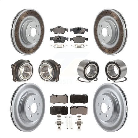 Front Rear Wheel Hub Bearings Assembly Coated Disc Brake Rotors And Ceramic Pads Kit (10Pc) For 2009 Mercedes-Benz S450 Without Sport Package KBB-108486 by Transit Auto