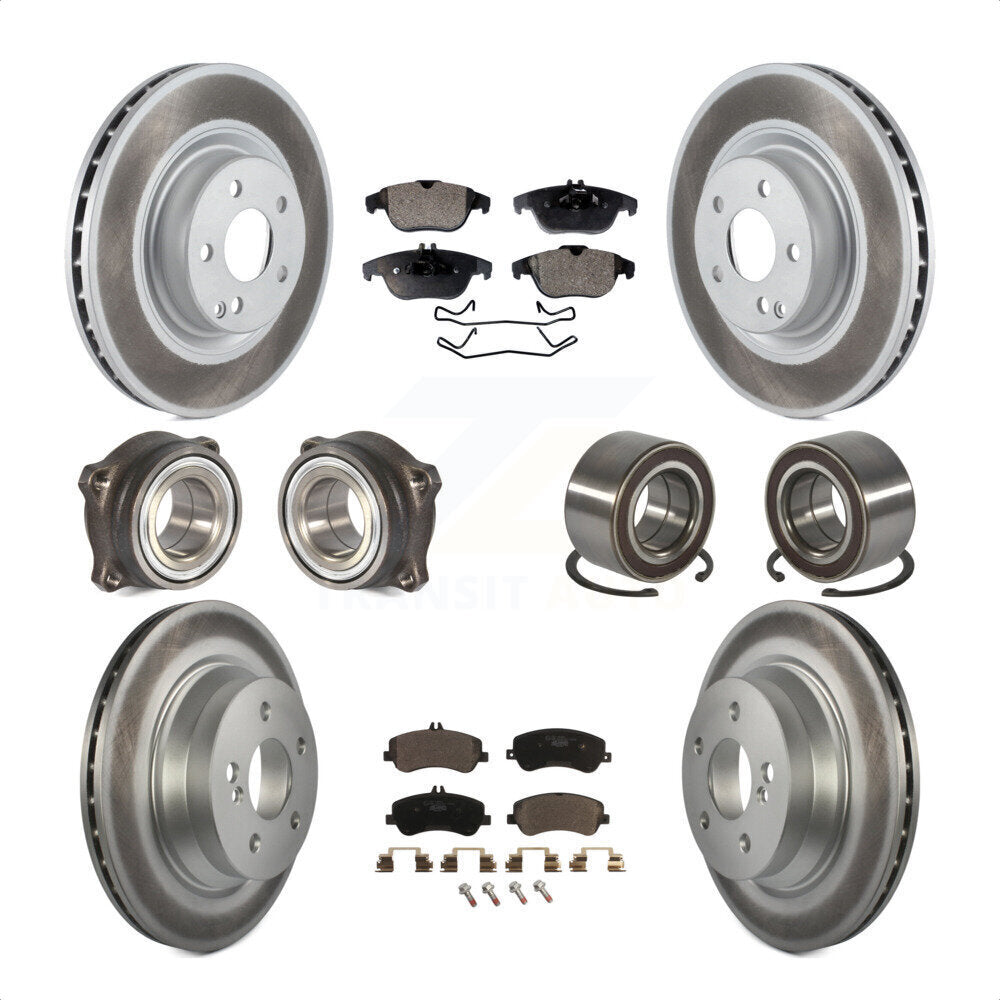 Front Rear Wheel Hub Bearings Assembly Coated Disc Brake Rotors And Ceramic Pads Kit (10Pc) For Mercedes-Benz GLK350 GLK250 KBB-108487 by Transit Auto
