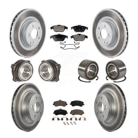 Front Rear Wheel Hub Bearings Assembly Coated Disc Brake Rotors And Ceramic Pads Kit (10Pc) For Mercedes-Benz GLK350 GLK250 KBB-108487 by Transit Auto