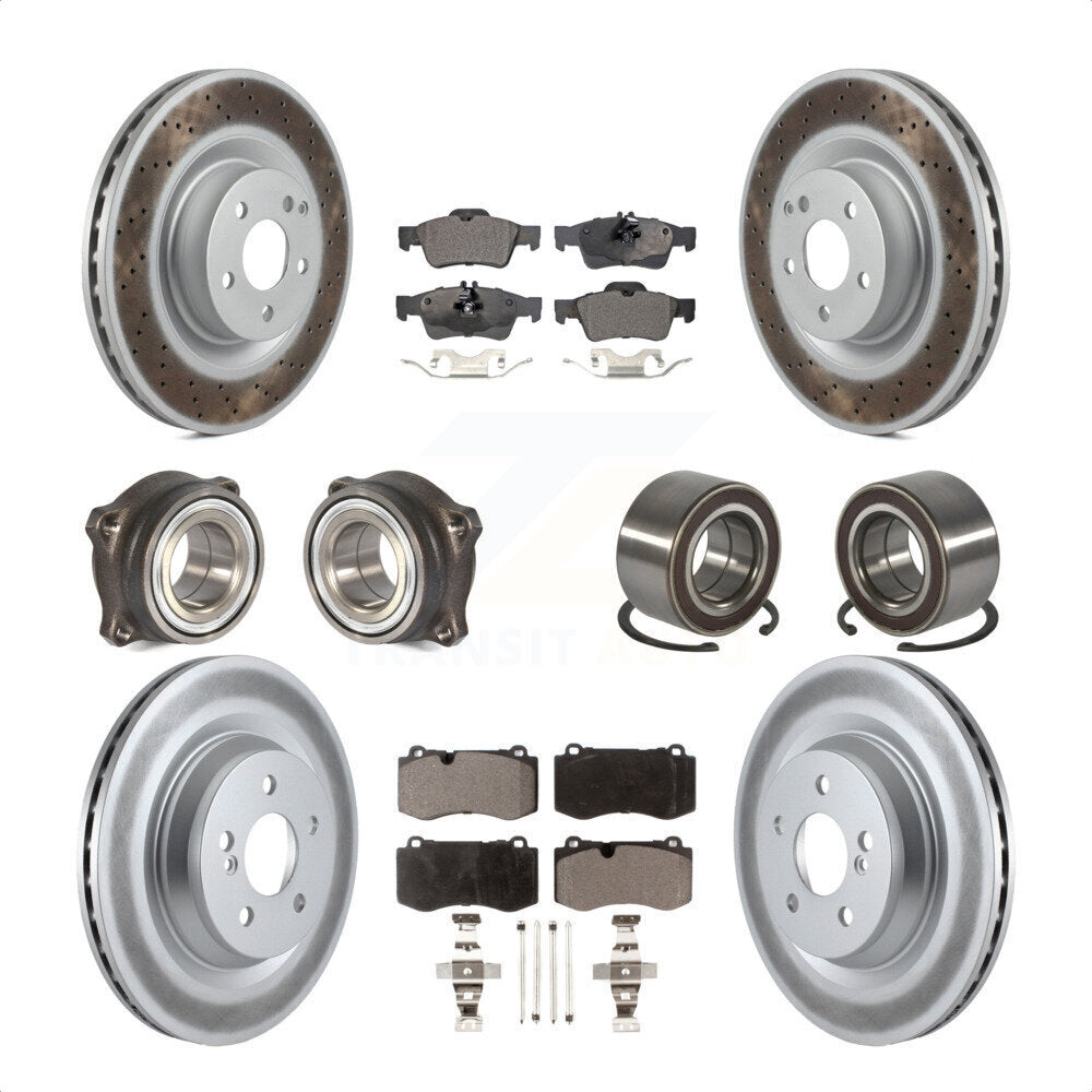 Front Rear Wheel Hub Bearings Assembly Coated Disc Brake Rotors And Ceramic Pads Kit (10Pc) For Mercedes-Benz S550 CL550 S350 KBB-108488 by Transit Auto