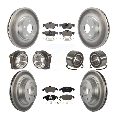 Front Rear Wheel Hub Bearings Assembly Coated Disc Brake Rotors And Ceramic Pads Kit (10Pc) For Mercedes-Benz E350 E400 With 322mm Diameter Rotor KBB-108489 by Transit Auto