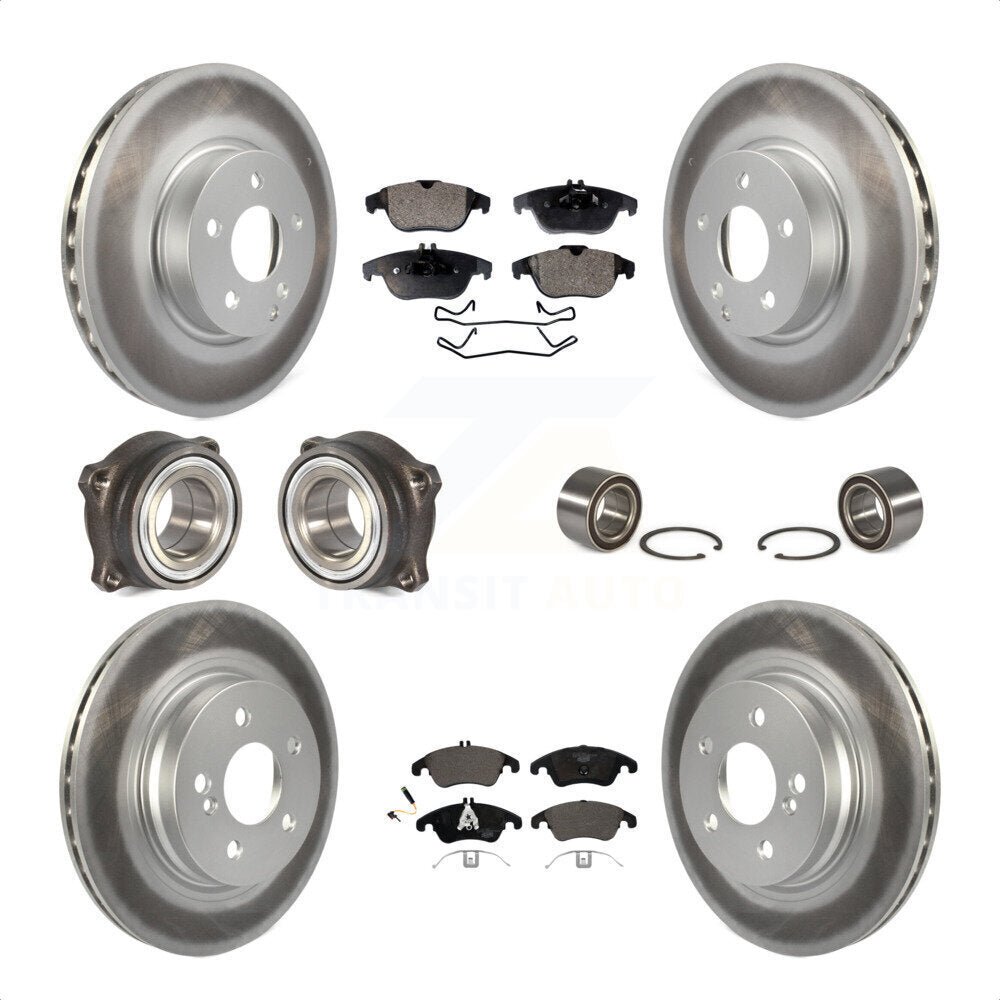 Front Rear Wheel Hub Bearings Assembly Coated Disc Brake Rotors And Ceramic Pads Kit (10Pc) For Mercedes-Benz E350 With 322mm Diameter Rotor KBB-108490 by Transit Auto