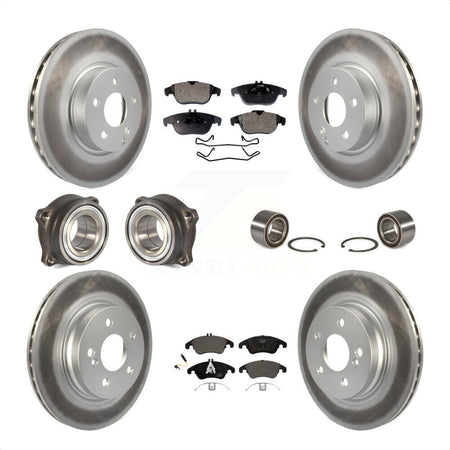Front Rear Wheel Hub Bearings Assembly Coated Disc Brake Rotors And Ceramic Pads Kit (10Pc) For Mercedes-Benz E350 With 322mm Diameter Rotor KBB-108490 by Transit Auto