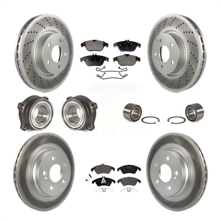 Front Rear Wheel Hub Bearings Assembly Coated Disc Brake Rotors And Ceramic Pads Kit (10Pc) For Mercedes-Benz E350 With 322mm Diameter Rotor KBB-108492 by Transit Auto