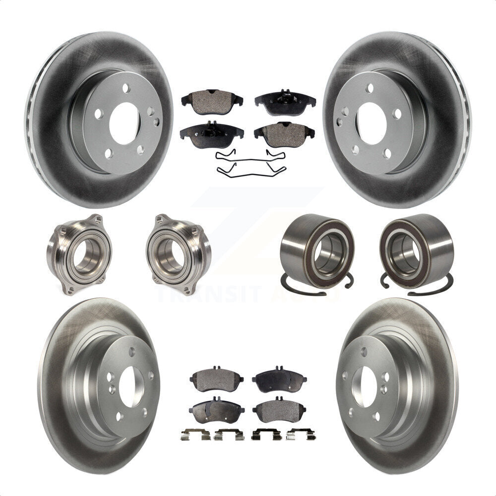 Front Rear Wheel Hub Bearings Assembly Coated Disc Brake Rotors And Ceramic Pads Kit (10Pc) For Mercedes-Benz C300 KBB-108493 by Transit Auto