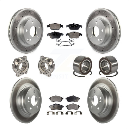 Front Rear Wheel Hub Bearings Assembly Coated Disc Brake Rotors And Ceramic Pads Kit (10Pc) For Mercedes-Benz C300 KBB-108494 by Transit Auto