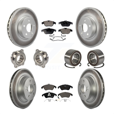 Front Rear Wheel Hub Bearings Assembly Coated Disc Brake Rotors And Ceramic Pads Kit (10Pc) For 2014 Mercedes-Benz E350 Convertible Coupe With 322mm Diameter Rotor KBB-108495 by Transit Auto