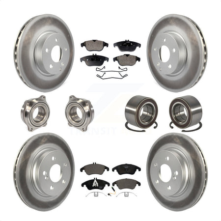 Front Rear Wheel Hub Bearings Assembly Coated Disc Brake Rotors And Ceramic Pads Kit (10Pc) For Mercedes-Benz C300 C350 KBB-108496 by Transit Auto