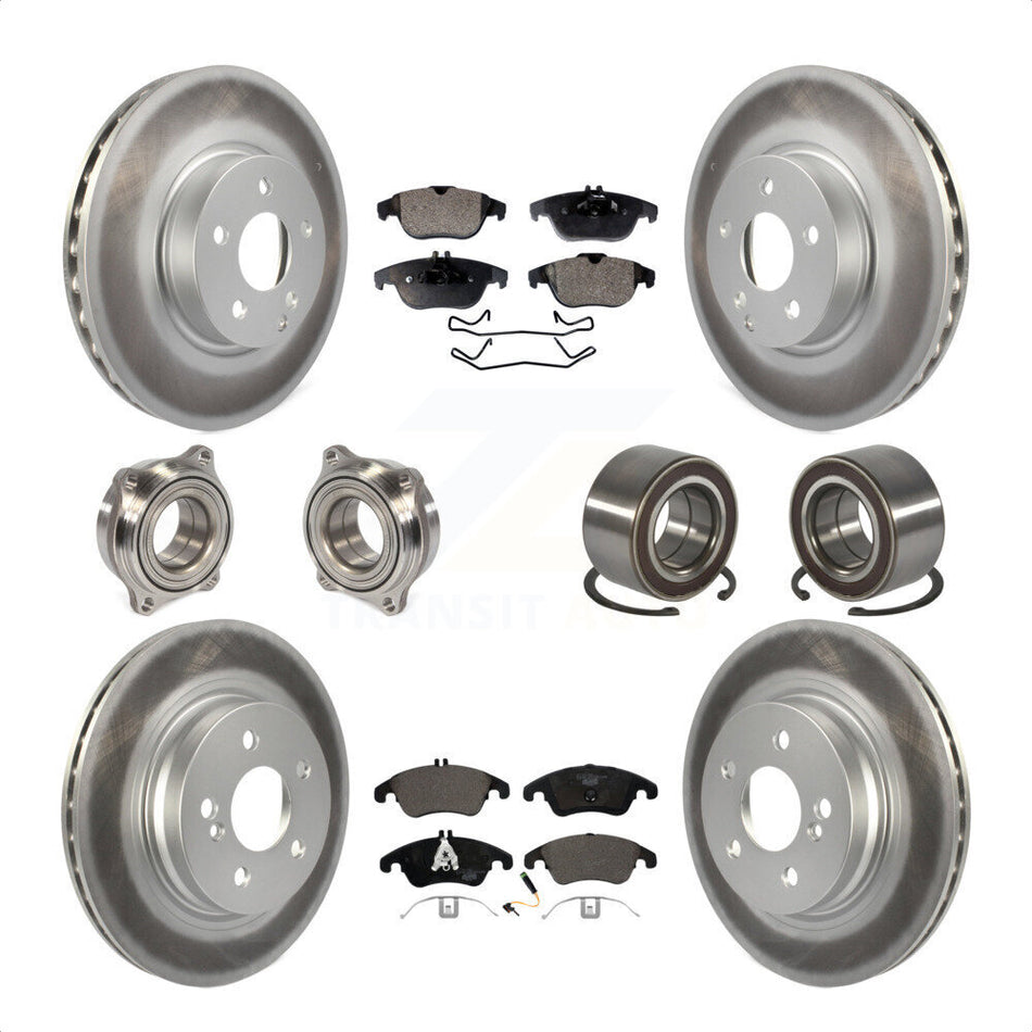 Front Rear Wheel Hub Bearings Assembly Coated Disc Brake Rotors And Ceramic Pads Kit (10Pc) For Mercedes-Benz C300 C350 KBB-108496 by Transit Auto