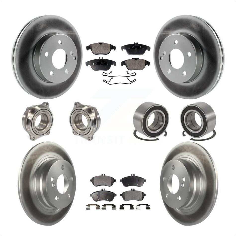 Front Rear Wheel Hub Bearings Assembly Coated Disc Brake Rotors And Ceramic Pads Kit (10Pc) For 2010-2010 Mercedes-Benz C300 C250 AWD KBB-108499 by Transit Auto