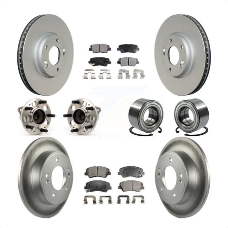 Front Rear Wheel Hub Bearings Assembly Coated Disc Brake Rotors And Ceramic Pads Kit (10Pc) For 2015 Hyundai Veloster Tech RE FLEX SE KBB-108555 by Transit Auto