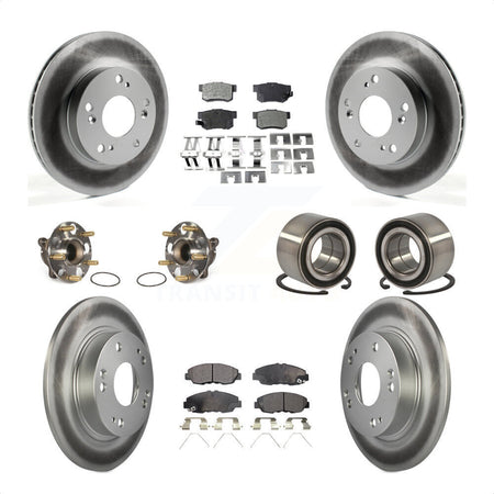 Front Rear Wheel Hub Bearings Assembly Coated Disc Brake Rotors And Ceramic Pads Kit (10Pc) For Honda Civic KBB-108575 by Transit Auto