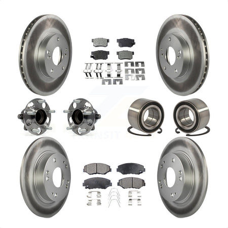 Front Rear Wheel Hub Bearings Assembly Coated Disc Brake Rotors And Ceramic Pads Kit (10Pc) For Honda Civic KBB-108576 by Transit Auto