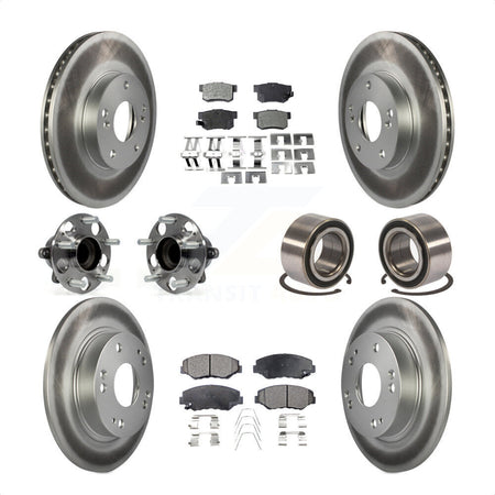 Front Rear Wheel Hub Bearings Assembly Coated Disc Brake Rotors And Ceramic Pads Kit (10Pc) For 2015 Acura ILX 2.0L KBB-108578 by Transit Auto