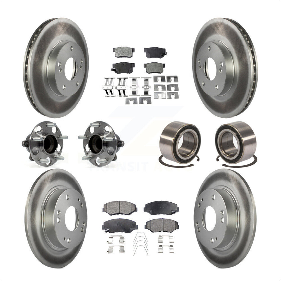 Front Rear Wheel Hub Bearings Assembly Coated Disc Brake Rotors And Ceramic Pads Kit (10Pc) For 2015 Acura ILX 2.0L KBB-108578 by Transit Auto