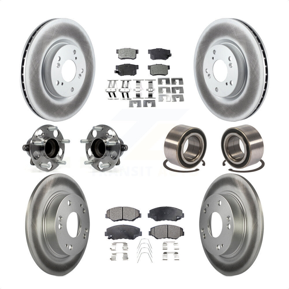 Front Rear Wheel Hub Bearings Assembly Coated Disc Brake Rotors And Ceramic Pads Kit (10Pc) For 2013-2015 Acura ILX 2.4L KBB-108579 by Transit Auto