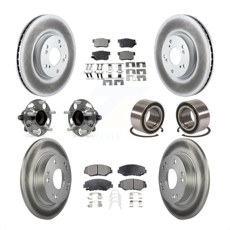 Front Rear Wheel Hub Bearings Assembly Coated Disc Brake Rotors And Ceramic Pads Kit (10Pc) For 2013-2015 Acura ILX 2.4L KBB-108579 by Transit Auto