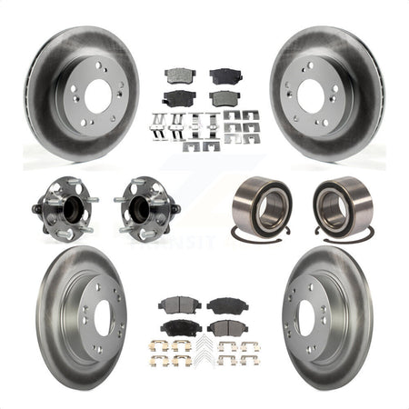 Front Rear Wheel Hub Bearings Assembly Coated Disc Brake Rotors And Ceramic Pads Kit (10Pc) For 2015 Acura ILX 1.5L KBB-108580 by Transit Auto