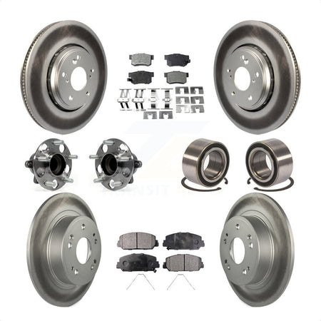Front Rear Wheel Hub Bearings Assembly Coated Disc Brake Rotors And Ceramic Pads Kit (10Pc) For 2017-2018 Acura ILX KBB-108583 by Transit Auto