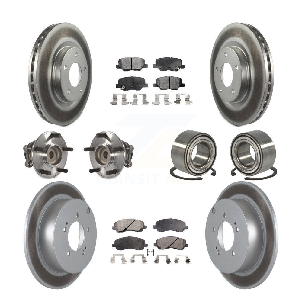 Front Rear Wheel Hub Bearings Assembly Coated Disc Brake Rotors And Ceramic Pads Kit (10Pc) For 2013 Mitsubishi Outlander FWD with 3.0L KBB-108592 by Transit Auto