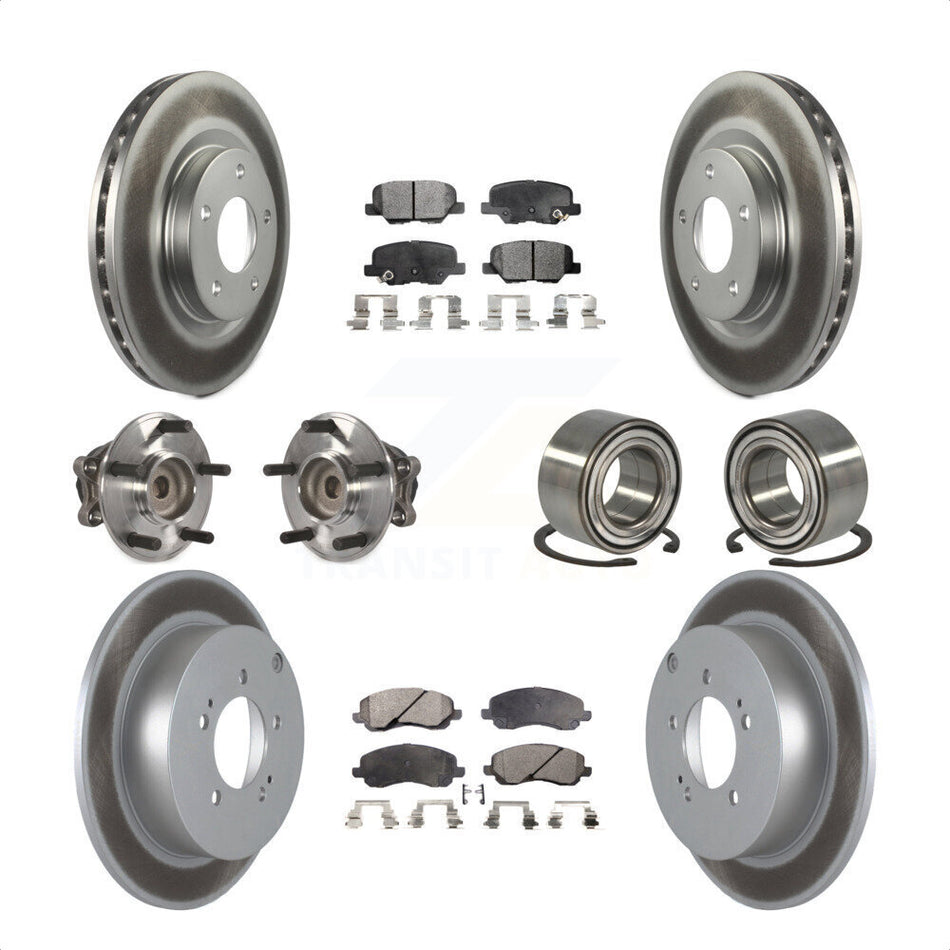 Front Rear Wheel Hub Bearings Assembly Coated Disc Brake Rotors And Ceramic Pads Kit (10Pc) For 2013 Mitsubishi Outlander FWD with 3.0L KBB-108592 by Transit Auto