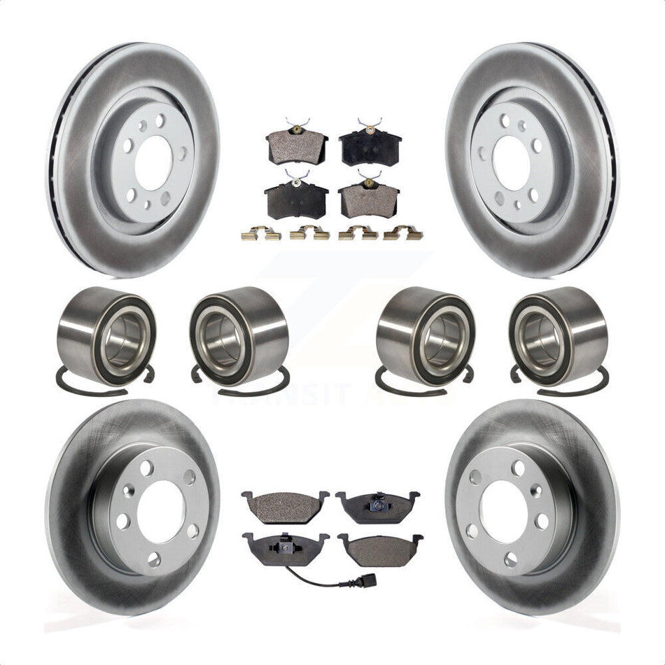 Front Rear Wheel Bearings Coated Disc Brake Rotors And Ceramic Pads Kit (10Pc) For 2004 Volkswagen Golf 2.0L 1.9L KBB-108606 by Transit Auto