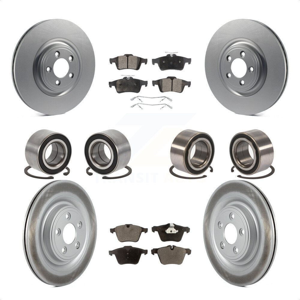 Front Rear Wheel Bearings Coated Disc Brake Rotors And Ceramic Pads Kit (10Pc) For 2015-2015 Jaguar XF XK KBB-108625 by Transit Auto