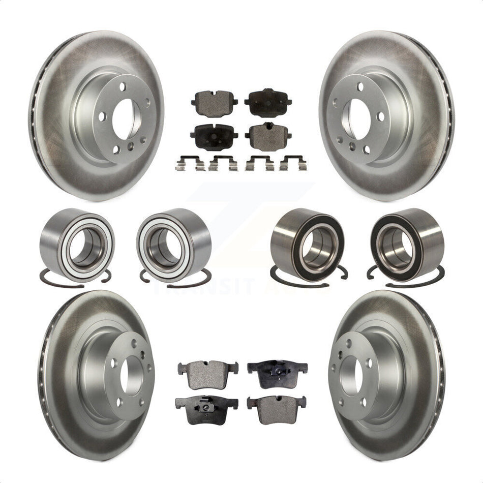 Front Rear Wheel Bearings Coated Disc Brake Rotors And Ceramic Pads Kit (10Pc) For 2012 BMW X3 From 10 11 KBB-108627 by Transit Auto