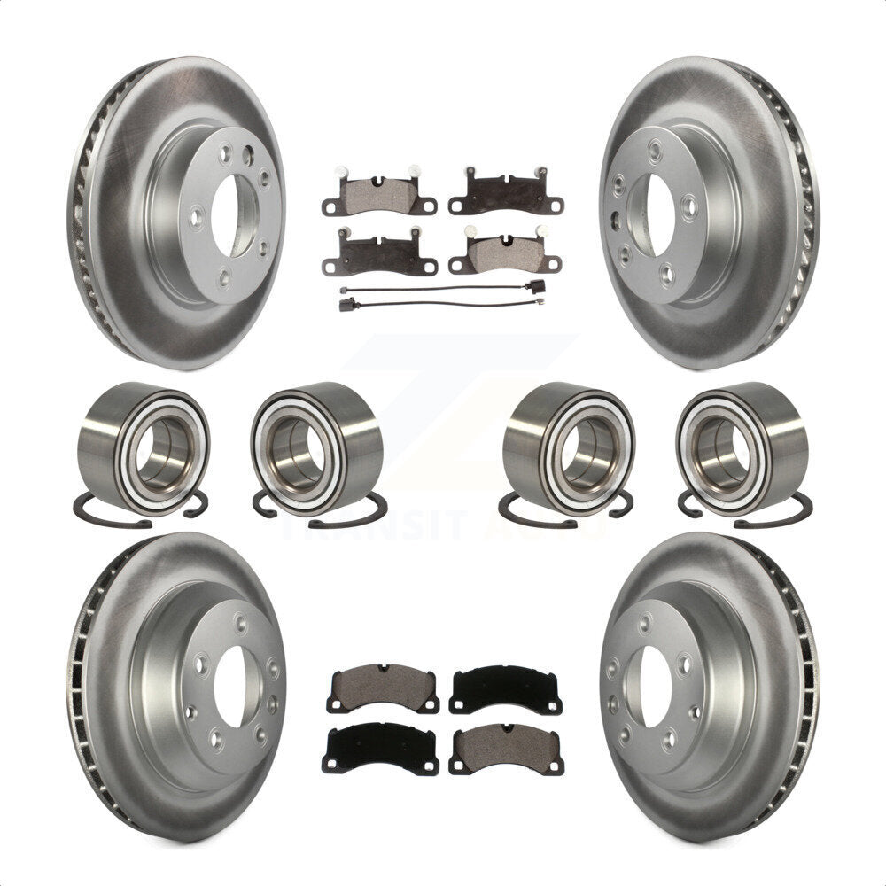 Front Rear Wheel Bearings Coated Disc Brake Rotors And Ceramic Pads Kit (10Pc) For 2016-2017 Volkswagen Touareg KBB-108662 by Transit Auto