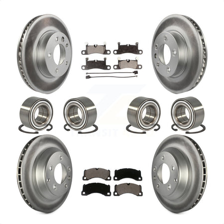 Front Rear Wheel Bearings Coated Disc Brake Rotors And Ceramic Pads Kit (10Pc) For 2016-2017 Volkswagen Touareg KBB-108662 by Transit Auto