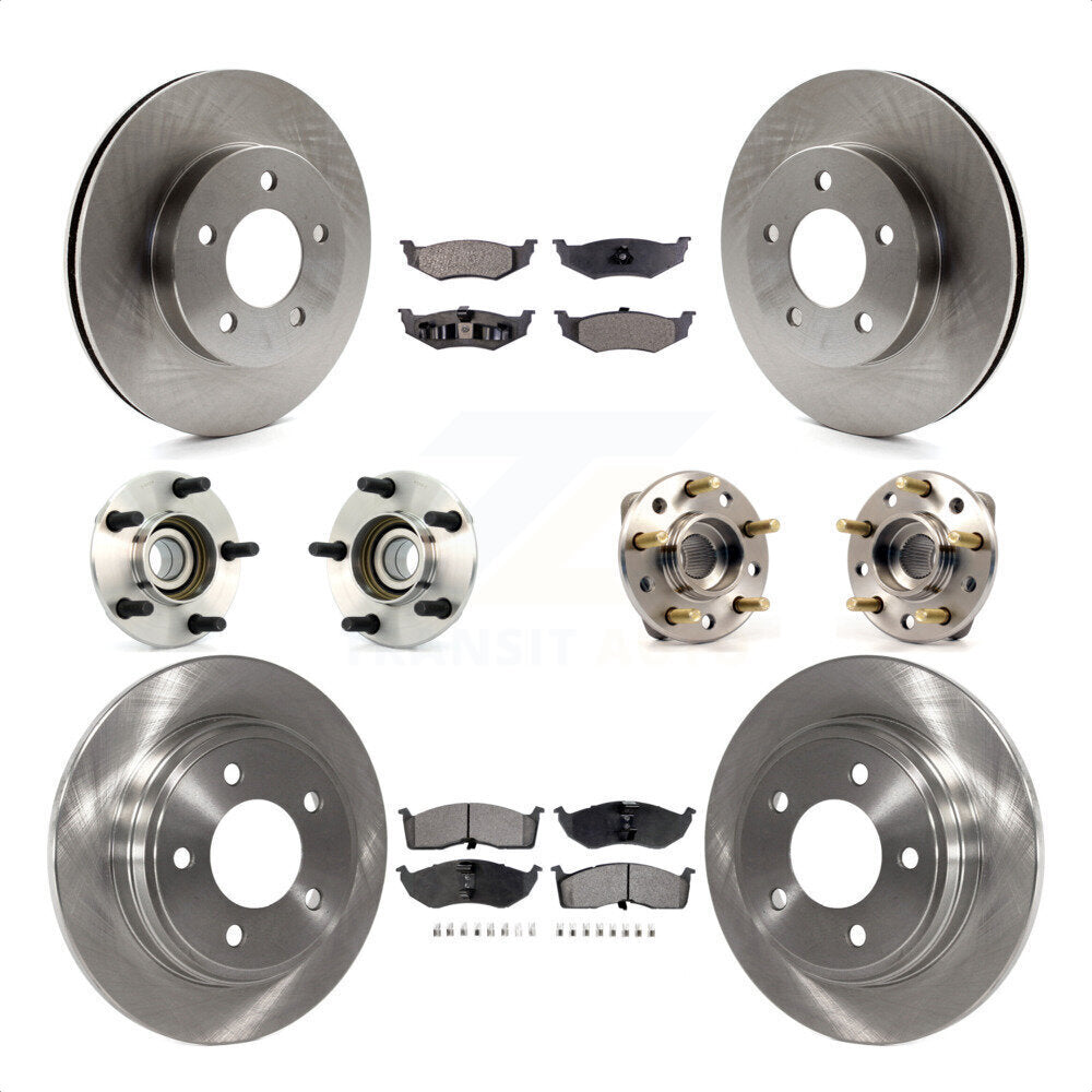 Front Rear Hub Bearings Assembly Disc Brake Rotors And Semi-Metallic Pads Kit (10Pc) For Chrysler Dodge Intrepid Concorde LHS Eagle Vision New Yorker KBB-108757 by Transit Auto