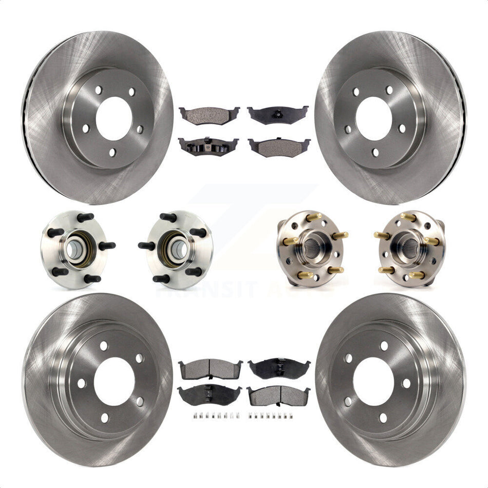 Front Rear Hub Bearings Assembly Disc Brake Rotors And Semi-Metallic Pads Kit (10Pc) For Chrysler Dodge Intrepid 300M Concorde LHS KBB-108758 by Transit Auto