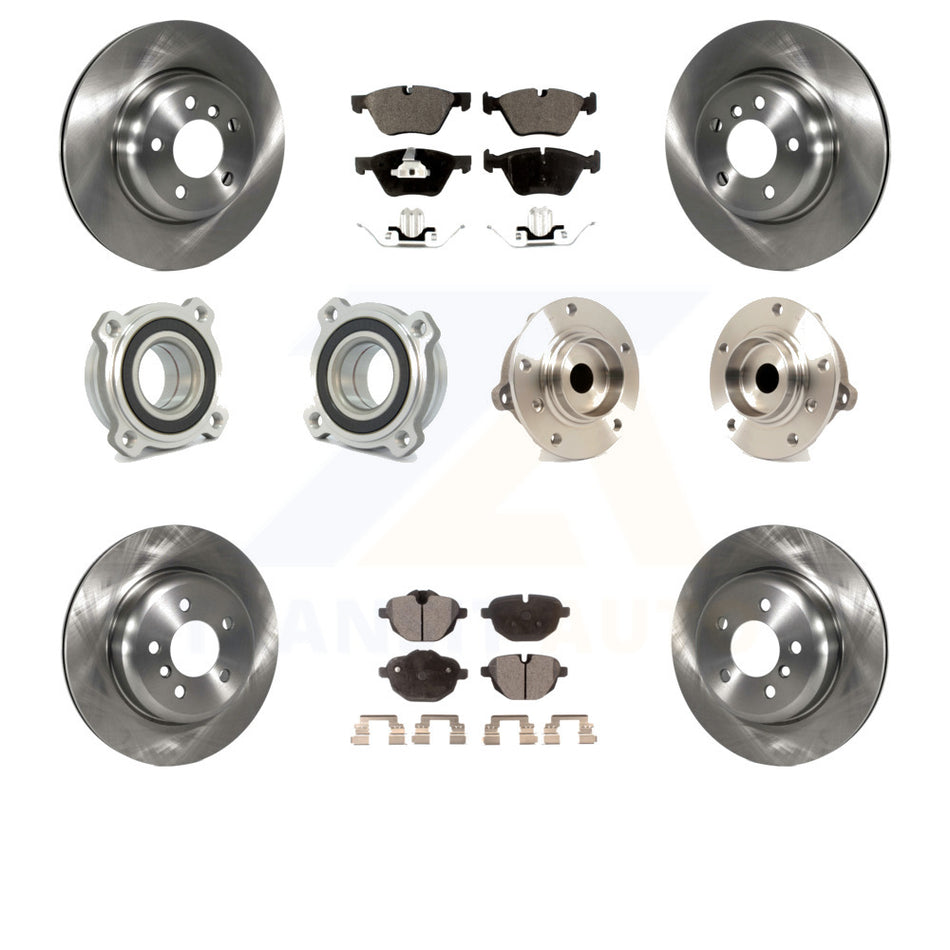 Front Rear Hub Bearings Assembly Disc Brake Rotors And Semi-Metallic Pads Kit (10Pc) For 2011 BMW 528i Without Performance Brakes With 330mm Diameter Rotor KBB-108784 by Transit Auto