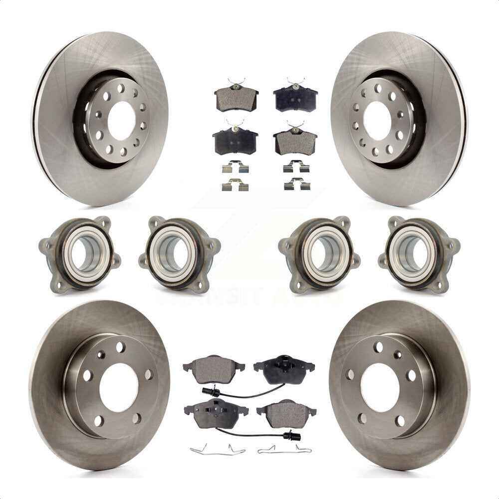 Front Rear Hub Bearings Assembly Disc Brake Rotors And Semi-Metallic Pads Kit (10Pc) For 2002 Audi S4 KBB-108834 by Transit Auto